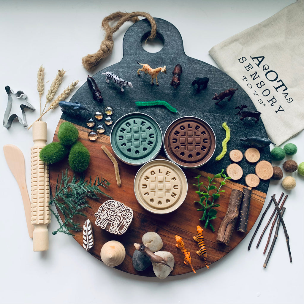 Jungle animals kit with play dough sets | tools | Loose parts
